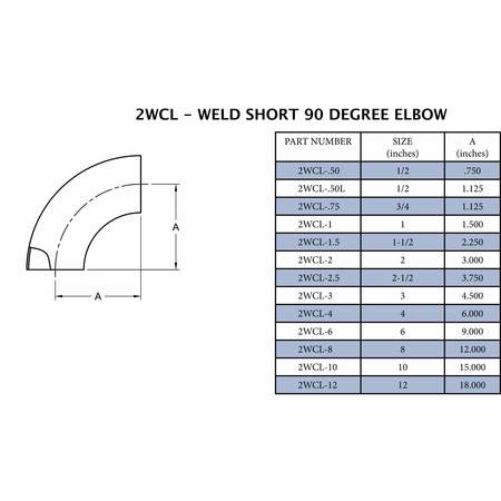 Steel & Obrien 1/2" Butt Weld End Short 90 Deg. Elbow - 316SS Unpolished 2WCL-.50-1-316